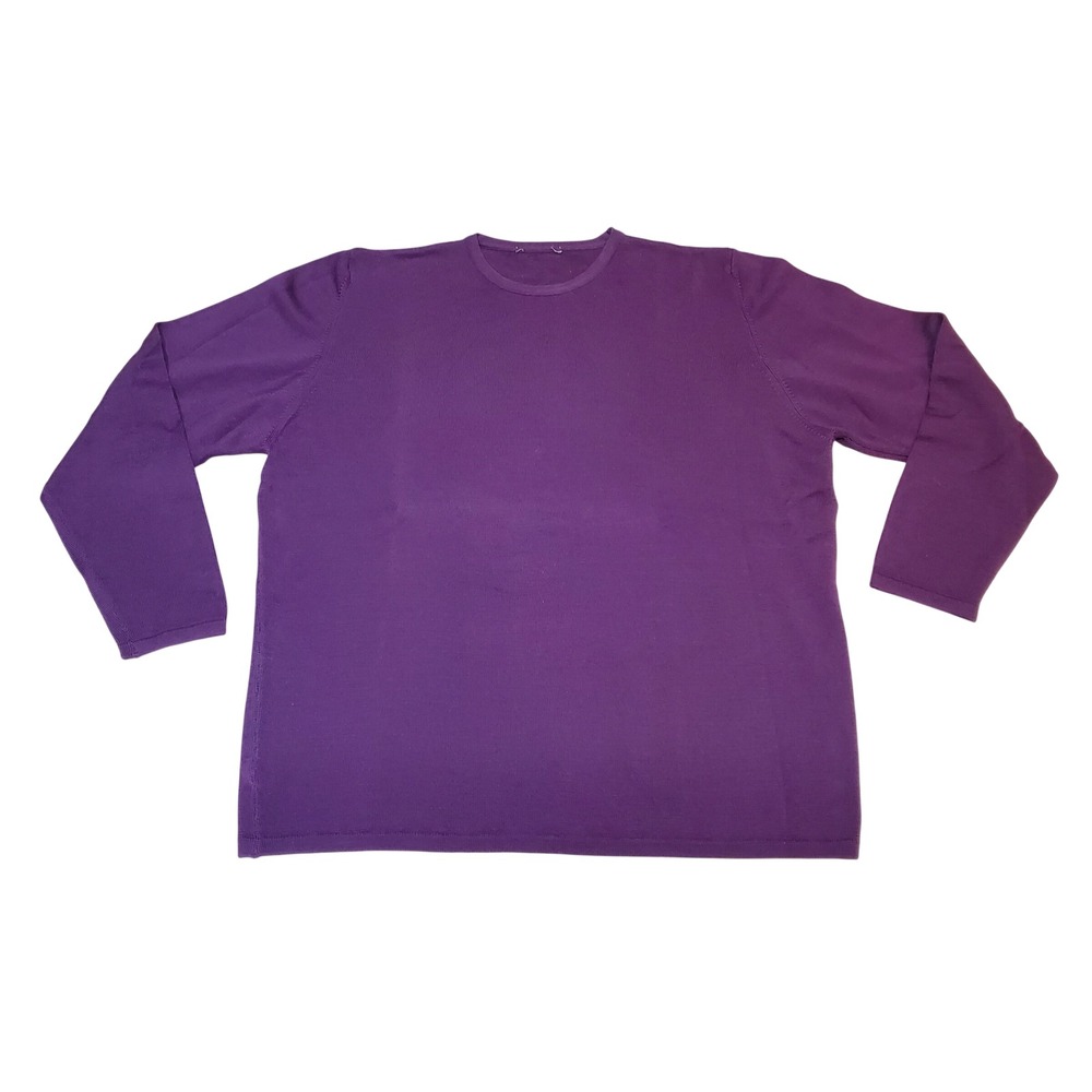 Luxury Pure‎ Wool Purple Long Sleeve Crew Neck Sweater Made in Italy Size L